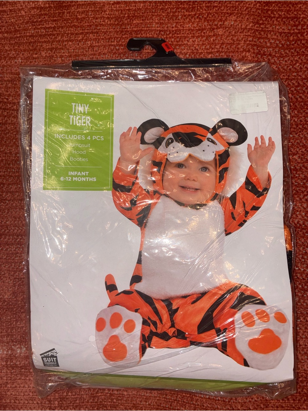 Tiny Tiger Infant Halloween Costume - Orange Tiger Jumpsuit with Hood & Booties